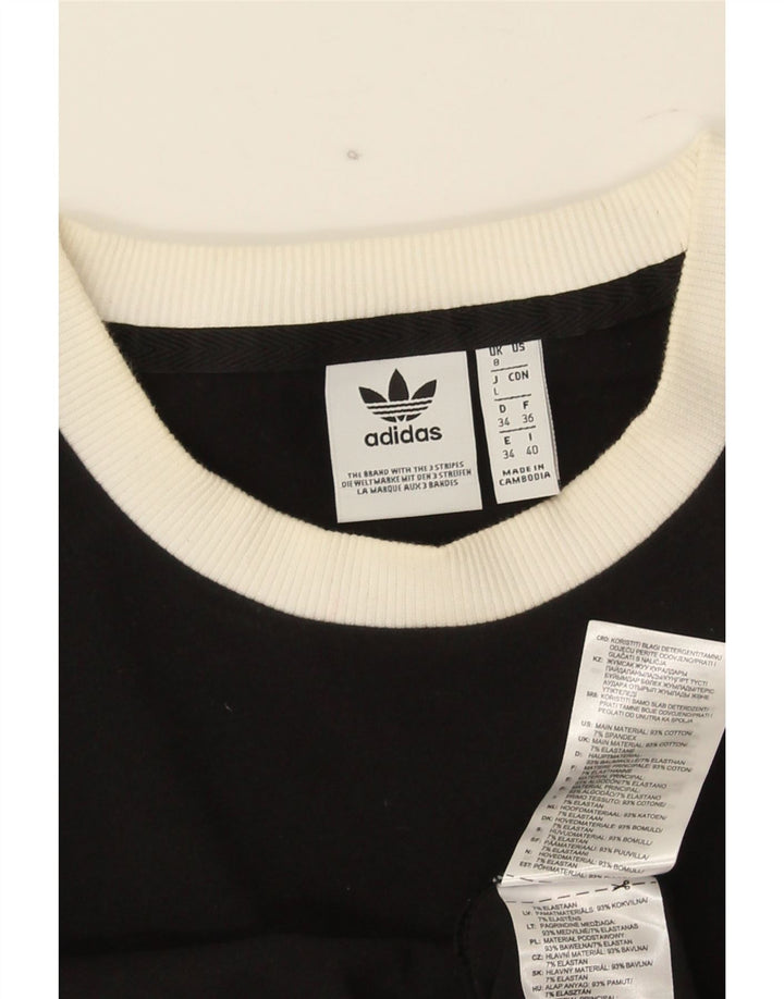 Adidas Damen Top Langarm UK 8 Small Schwarz Baumwolle