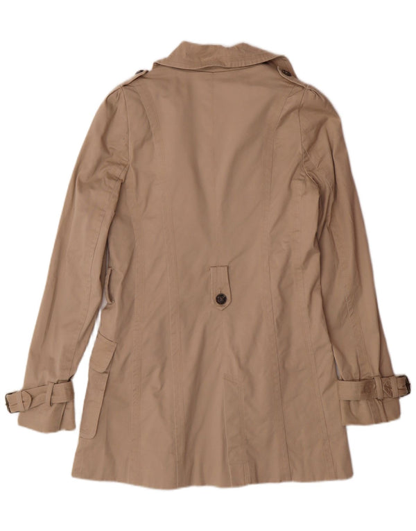 ZARA Damen Trenchcoat UK 10 Small Beige Baumwolle