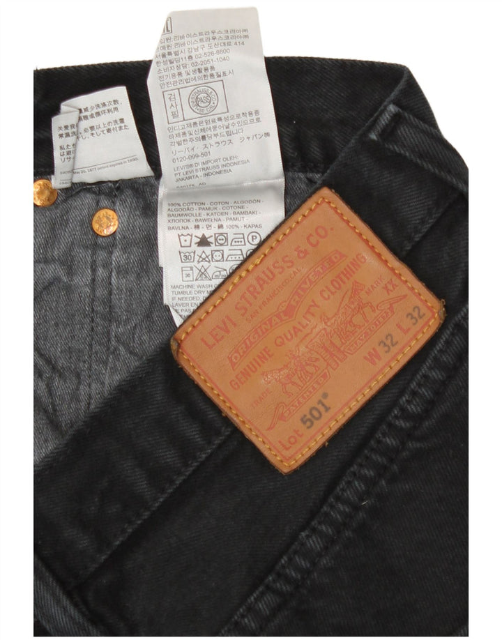 Levi's Herren 501 Straight Jeans W32 L32 Schwarze Baumwolle