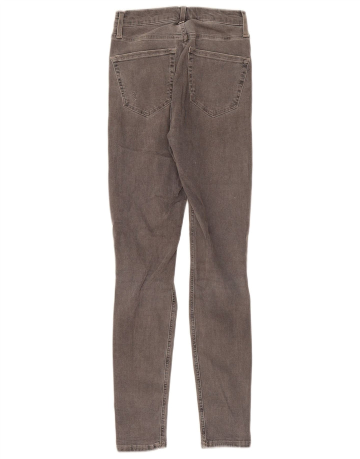 TOPSHOP Damen Distressed Skinny Jeans W26 L27 Graue Baumwolle