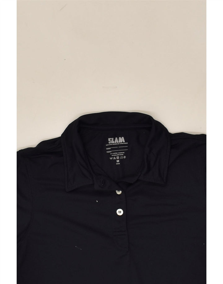 SLAM Womens Polo Shirt UK 12 Medium Black Polyamide | Vintage Slam | Thrift | Second-Hand Slam | Used Clothing | Messina Hembry 