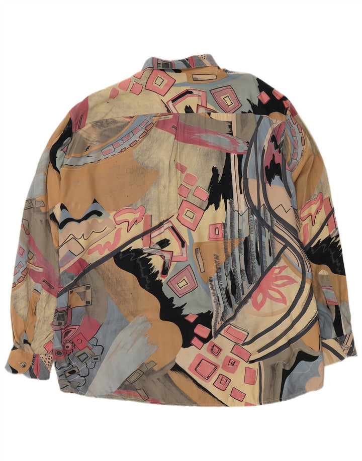 Vintage Herren übergroßes Hemd mit abstraktem Muster, groß, mehrfarbig, Retro