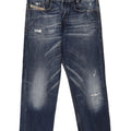 DIESEL Herren Heeven Distressed Straight Jeans W32 L27 Blaue Baumwolle