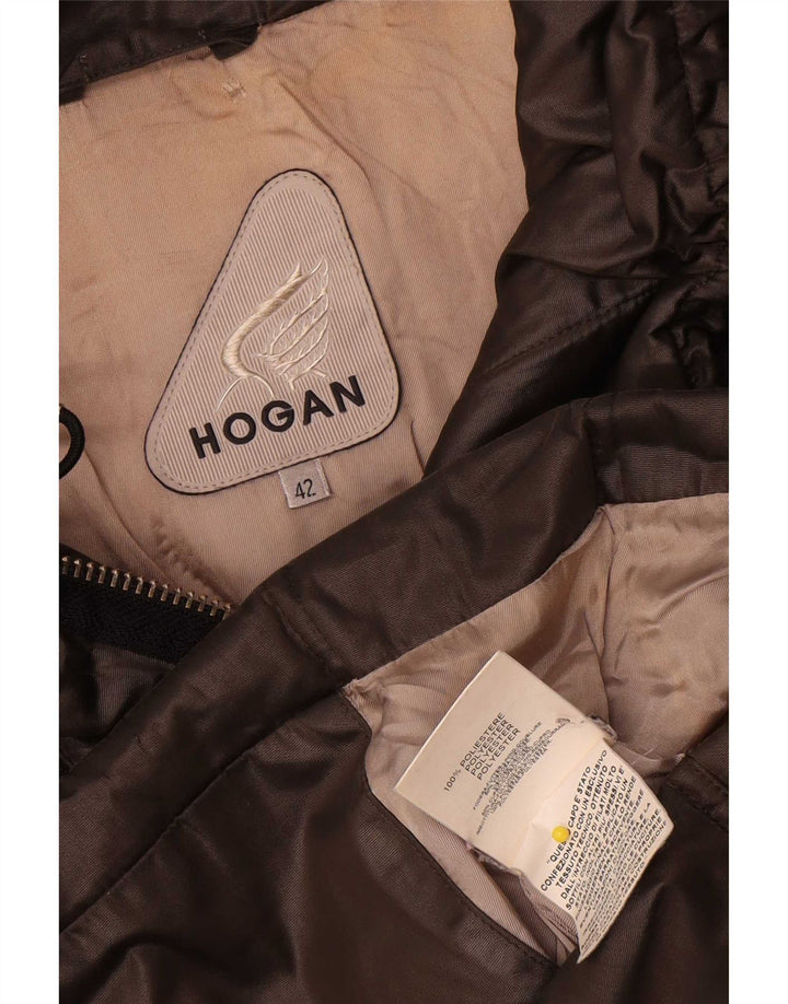 Hogan Damen Wattierte Jacke IT 42 Mittelbraunes Polyester
