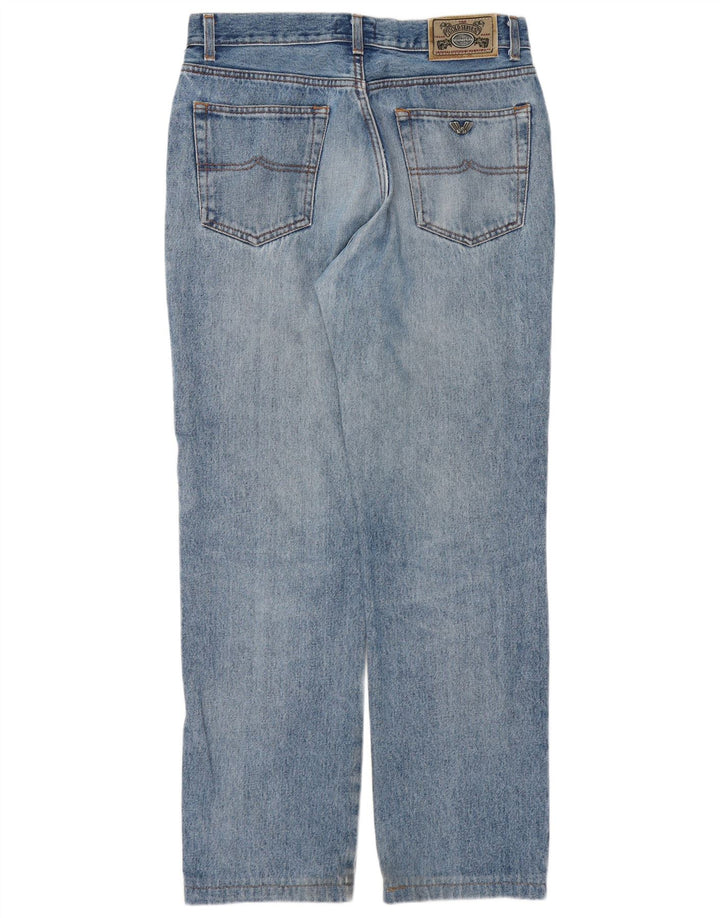 WAMPUM Mens Straight Jeans W34 L30 Blue Cotton