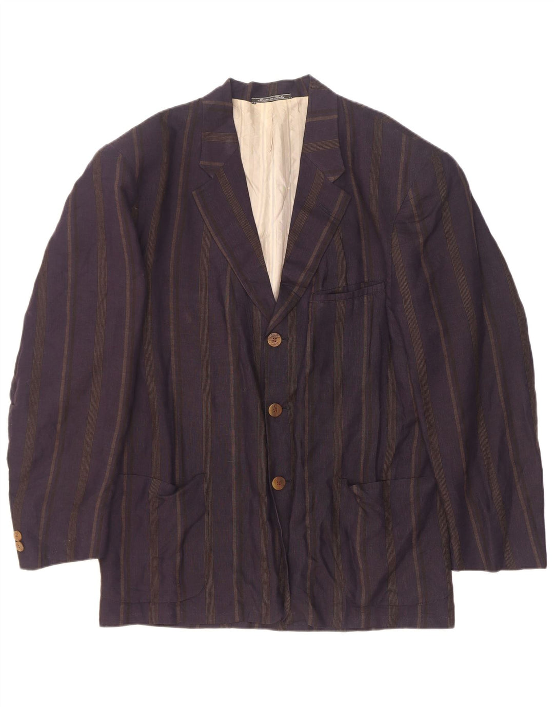 JC De Castelbajac Herren 3-Knopf-Blazerjacke IT 52 XL Marineblau gestreift