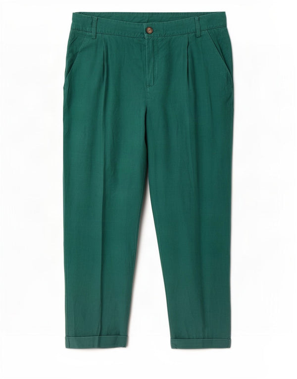 Benetton Damen Tapered Chinohose UK 12 Medium W32 L25 Grünes Leinen