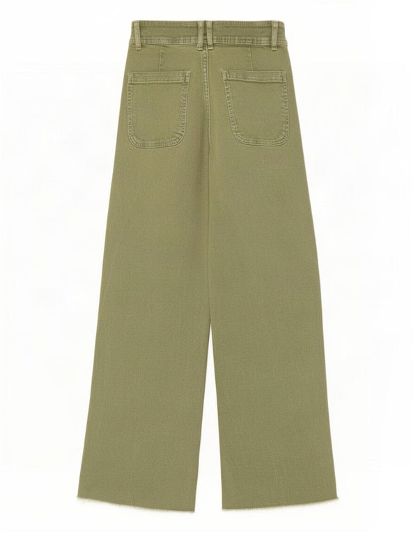 Zara Mädchen-Jeans mit hoher Taille und weitem Bein, 11–12 Jahre, W24, L27, grüne Baumwolle