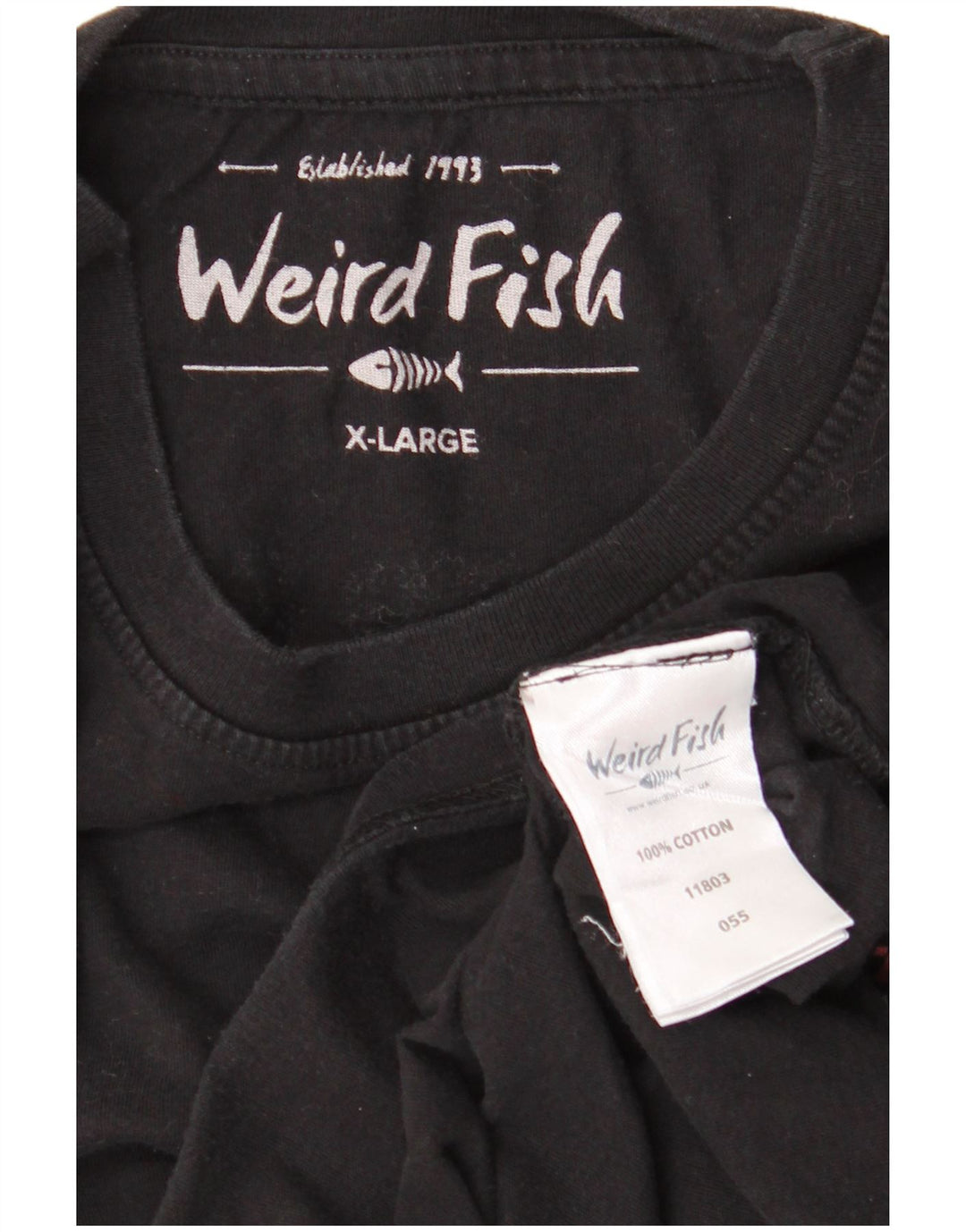 WEIRD FISH Herren Grafik T-Shirt Top XL Schwarz Baumwolle
