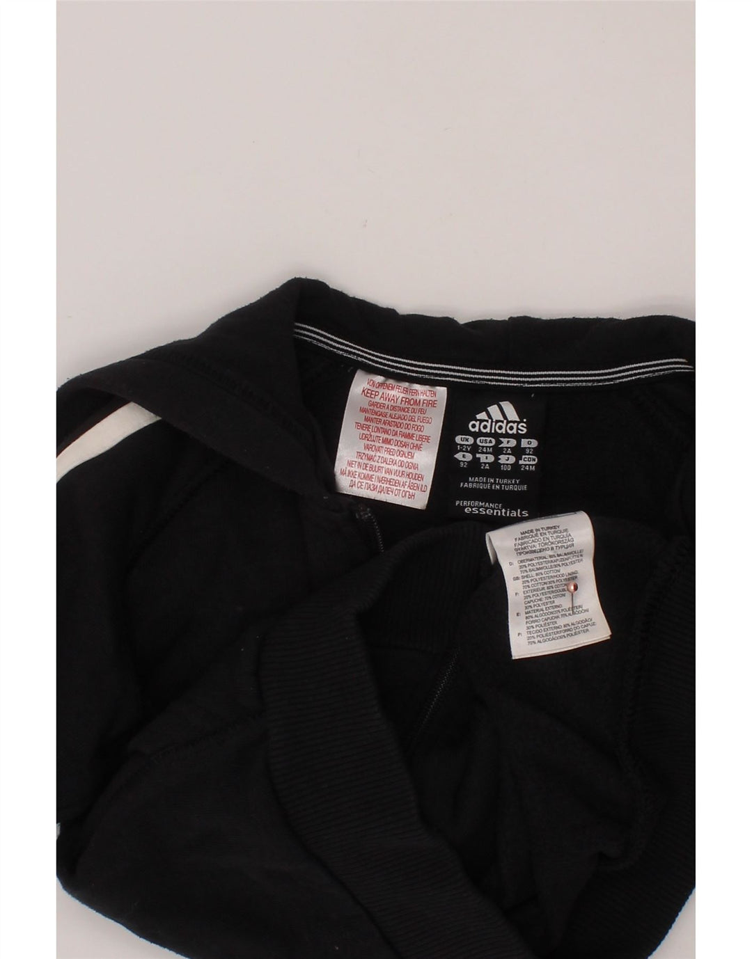 ADIDAS Baby-Jungen-Kapuzenpullover mit Reißverschluss, 18–24 Monate, schwarze Baumwolle