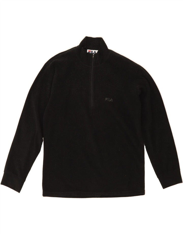 FILA Mens Zip Neck Fleece Jumper Medium Black Vintage Fila and Second-Hand Fila from Messina Hembry 
