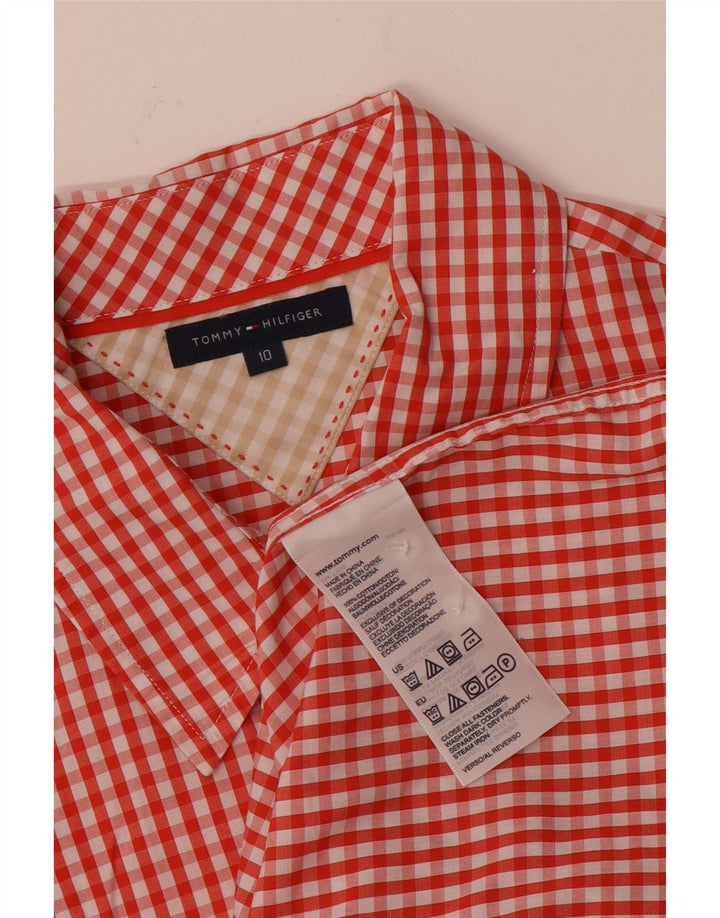 Tommy Hilfiger Damen-Hemd, US 10, große rote Gingham-Baumwolle