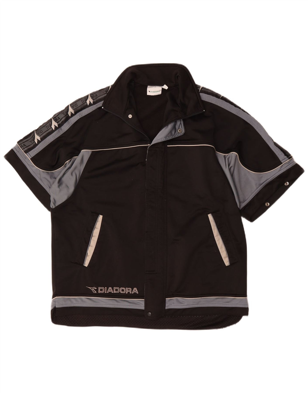 Diadora Herren Kurzarm-Trainingsanzug-Oberjacke, UK-Größe 38, Mittelschwarz