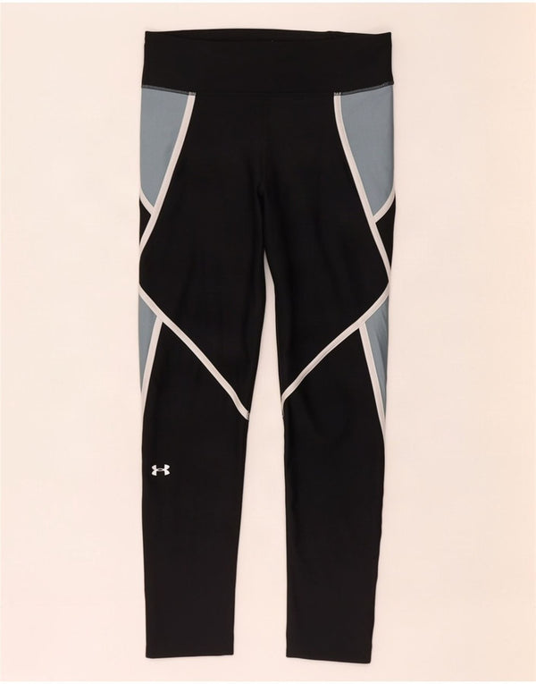 Under Armour Damen Heat Gear Leggings UK 12 Mittelschwarz Farbblock