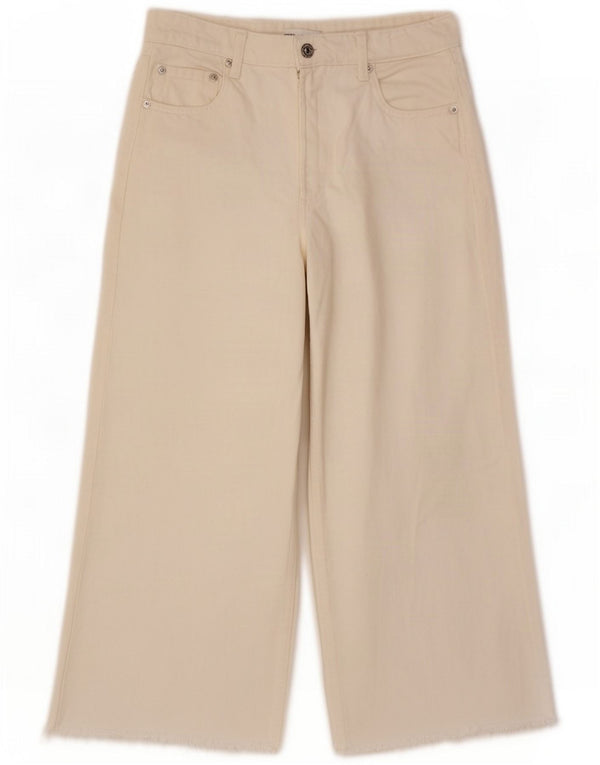 Zara Damen Crop Wide Leg Jeans EU 38 Small W28 L23 Off White
