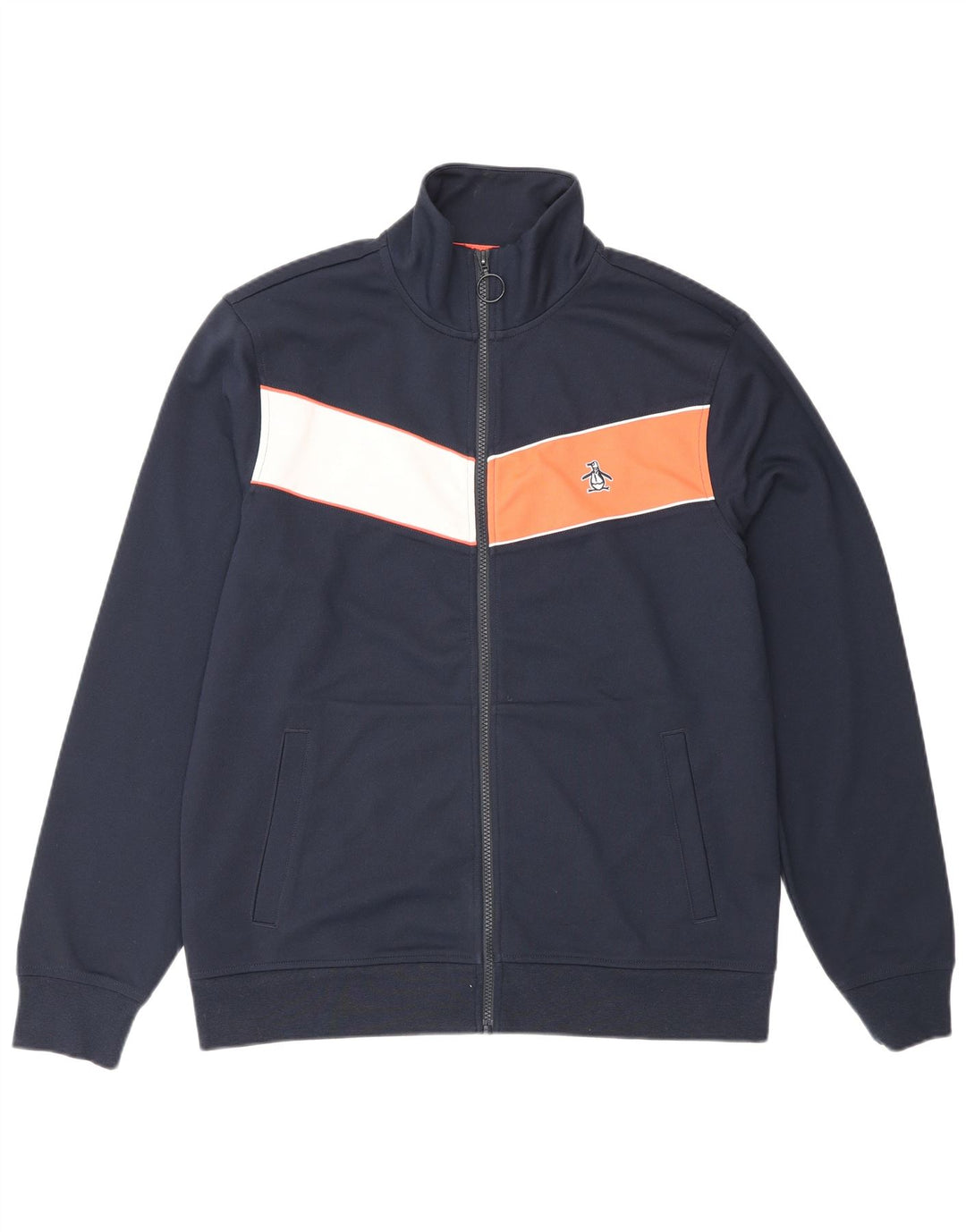 Penguin Herren-Trainingsanzug-Top-Jacke, mittelgroß, Marineblau, Farbblock-Sport