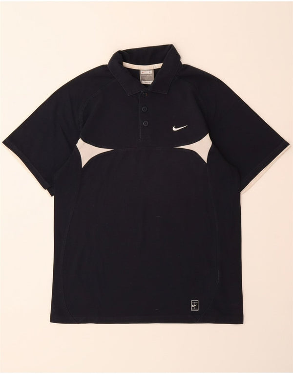 NIKE Jungen-Poloshirt, 12–13 Jahre, groß, marineblau, Colourblock-Baumwolle