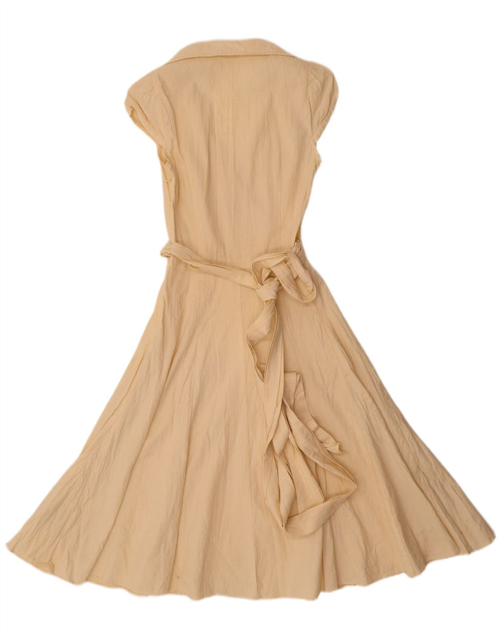 Zara Damen A-Linien-Kleid UK 12 Mittelgelbe Baumwolle