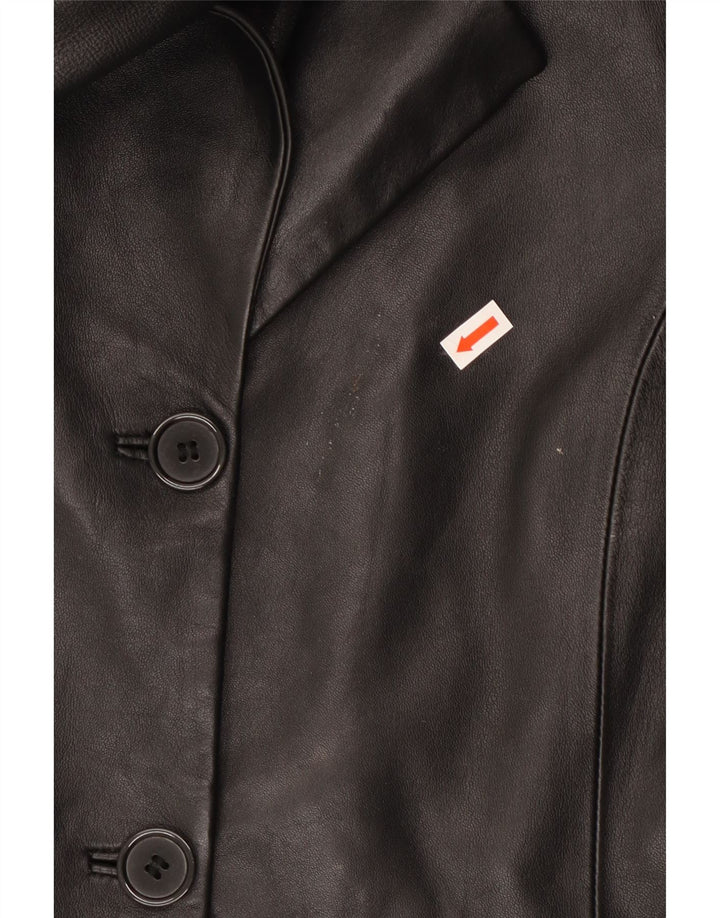 Cofi Damen Ledermantel UK 12 Mittelschwarzes Leder