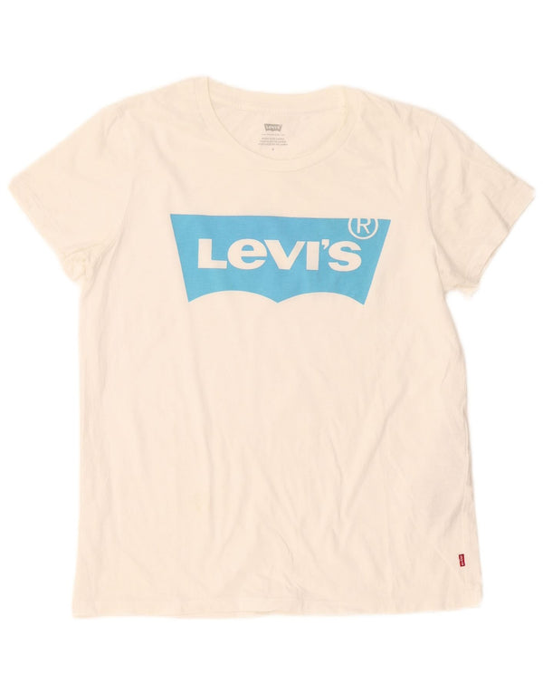 Levi's Damen-T-Shirt mit Grafik, UK 12, mittelweiße Baumwolle