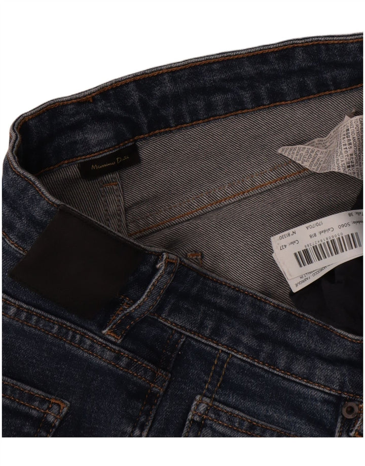 Massimo Dutti Damen Straight Jeans W30 L27 Blaue Baumwolle