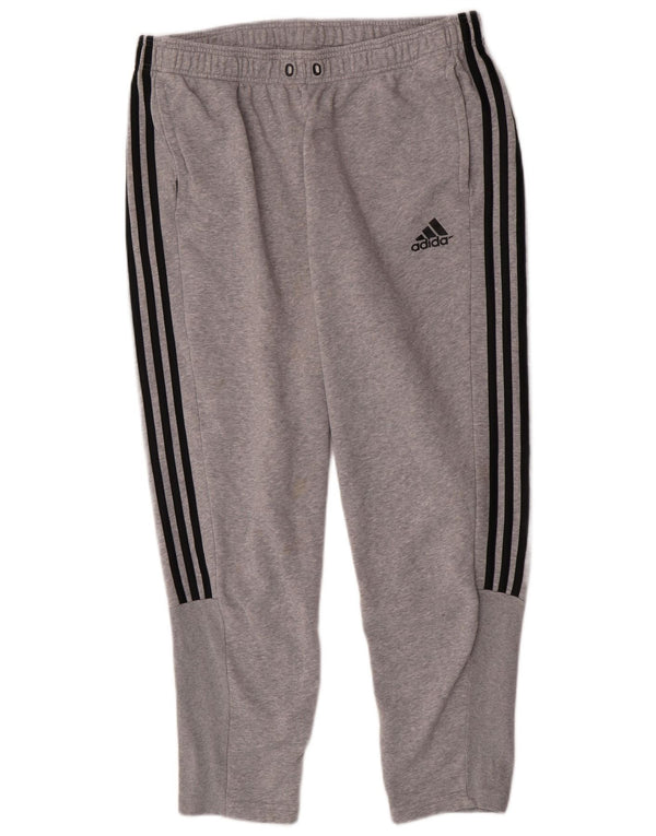 Adidas Herren-Trainingshose XL, grau gefleckte Baumwolle