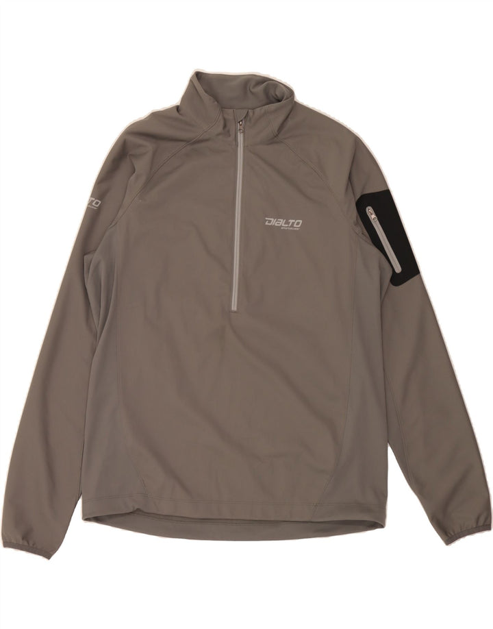 DIALTO Mens Zip Neck Pullover Tracksuit Top Large Grey Polyester Vintage Dialto and Second-Hand Dialto from Messina Hembry 