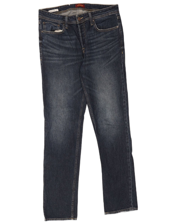 Jack & Jones Herren Tim Slim Straight Jeans W32 L34 Blaue Baumwolle