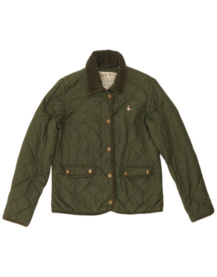 Jack Wills Damen Steppjacke UK 10 Small Grünes Nylon
