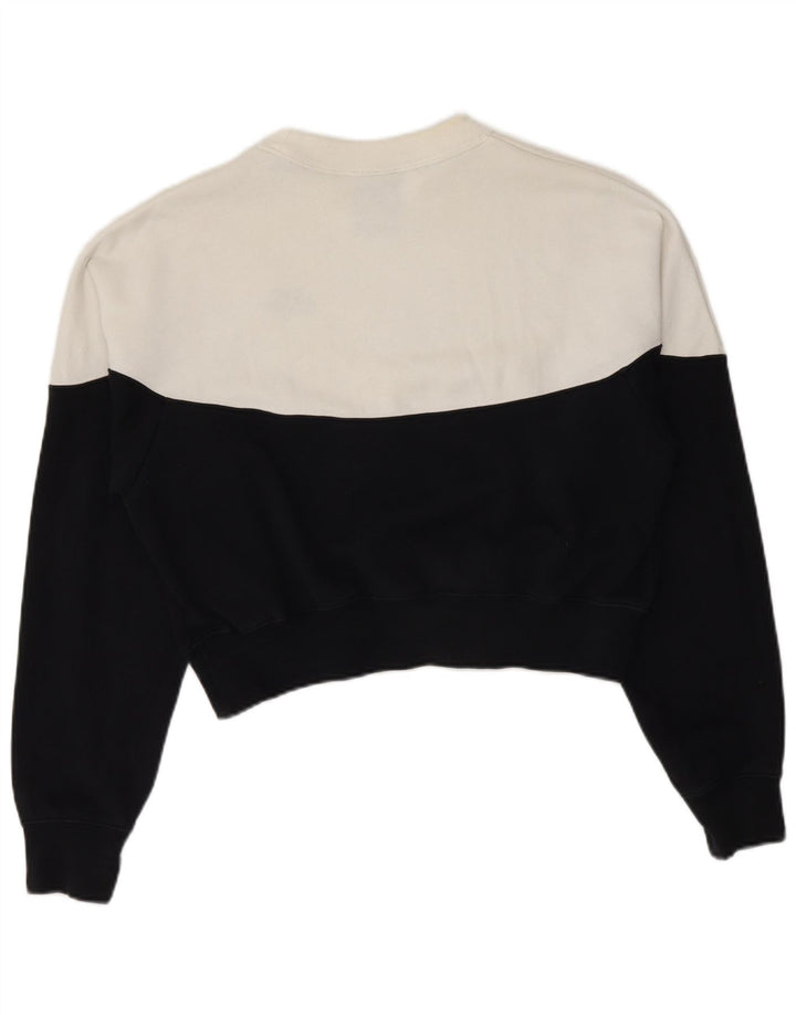 Nike Damen Crop Sweatshirt Pullover UK 14 Medium Black Colourblock