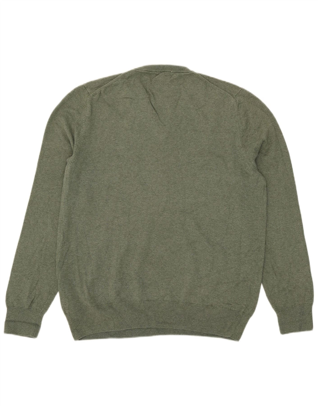 Marks & Spencer Herren-Pullover mit V-Ausschnitt, groß, grüne Baumwolle