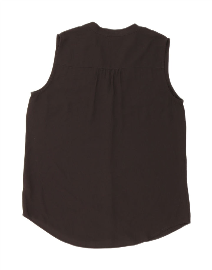 MARKS & SPENCER Damen ärmellose Hemdbluse UK 14 Large Schwarz