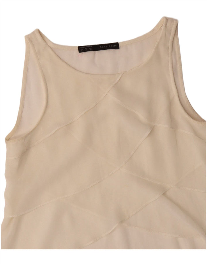 Ärmelloses Blusenoberteil für Damen von ZARA, Gr. 40, Größe S, gebrochenes Weiß