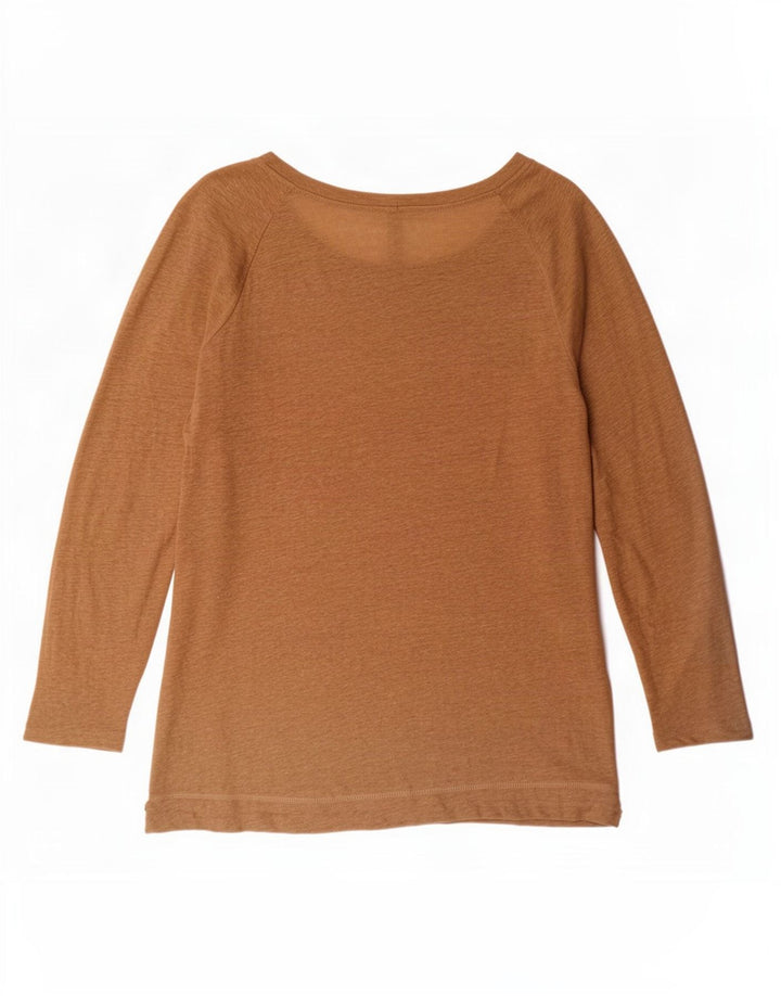 Zara Damen Top Langarm UK 12 Medium Beige Leinen