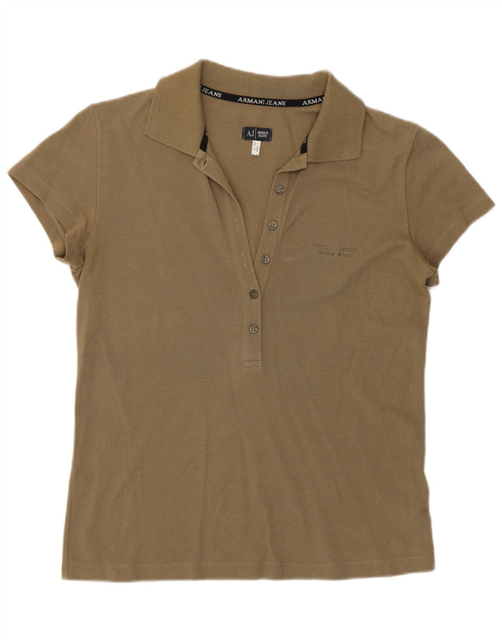 Armani Damen Poloshirt UK 12 Medium Khaki Baumwolle