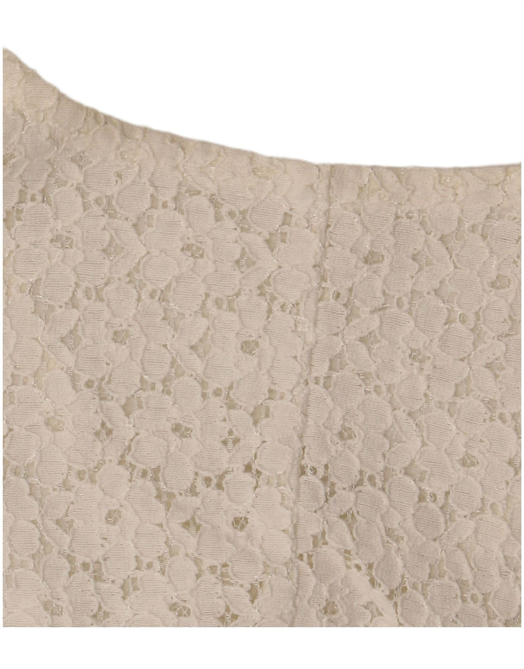 VINTAGE Damen Crop Kurzarm-Hemdbluse IT 46 Large Off White Floral