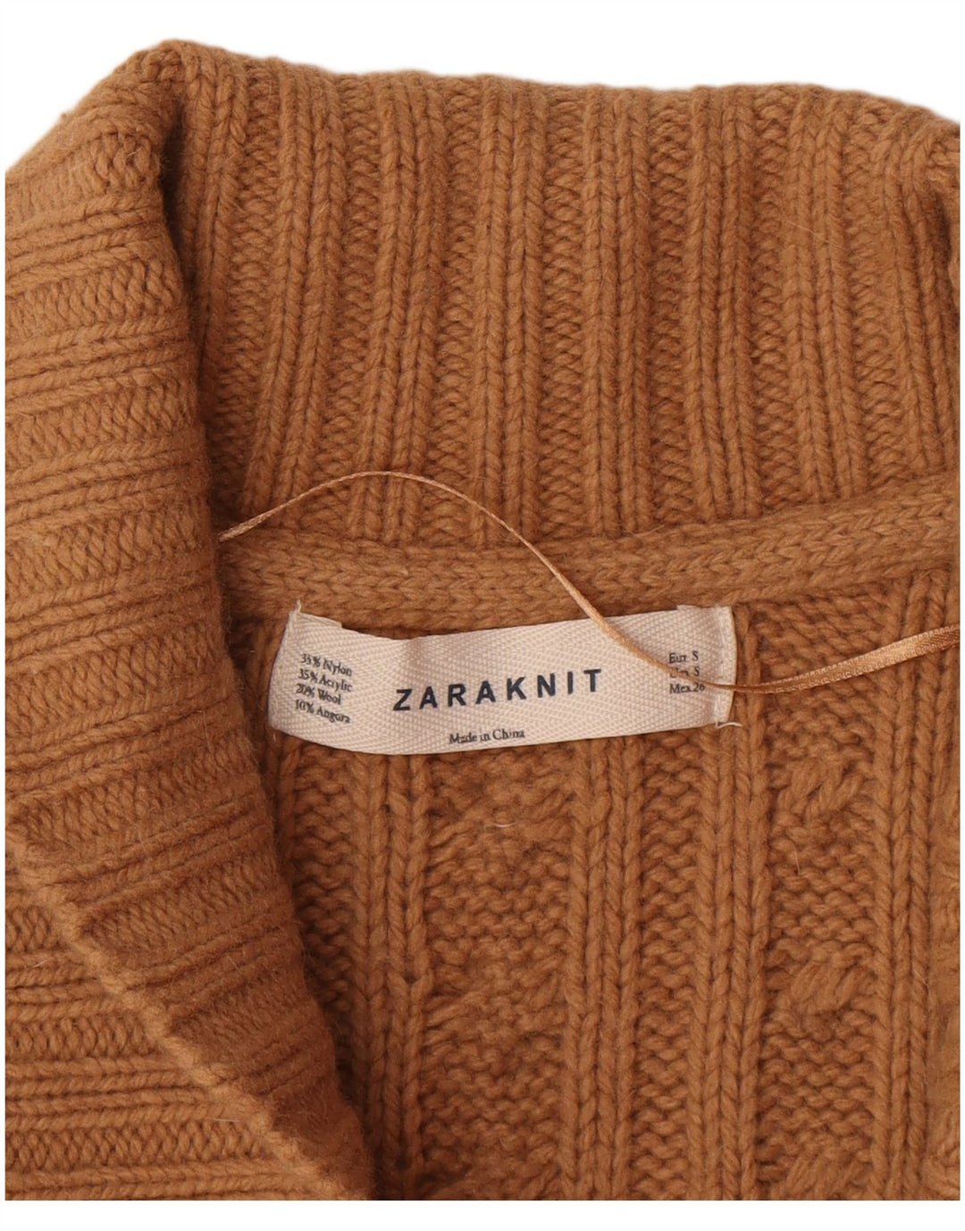 Zara Damen-Cardigan-Pullover UK 10 Kleines braunes Nylon