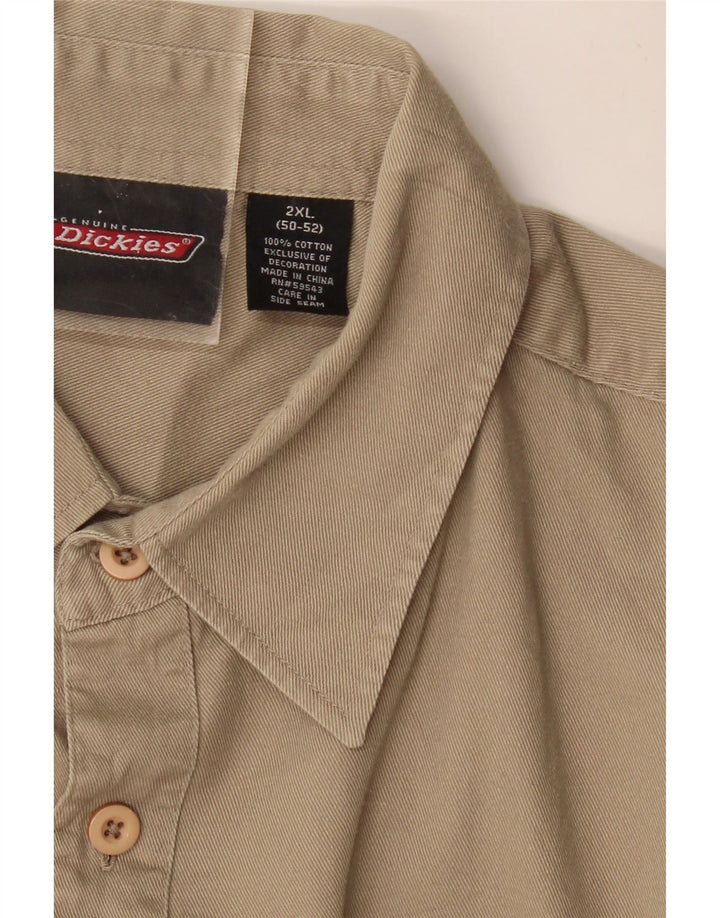 DICKIES Herren Kurzarmhemd 2XL Beige Colourblock Baumwolle