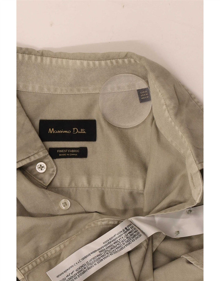 Massimo Dutti Herrenhemd aus mittlerer Khaki-Baumwolle