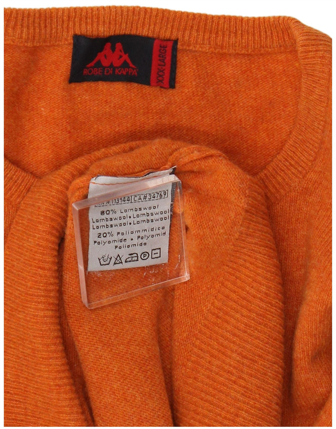 Kappa Herren-Pullover mit Rundhalsausschnitt, 3XL, orangefarbene Lammwolle