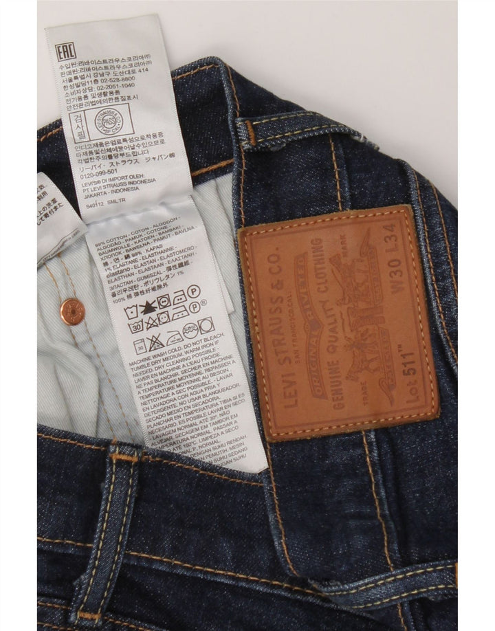 LEVI'S Herren Slim Jeans W30 L34 Blaue Baumwolle