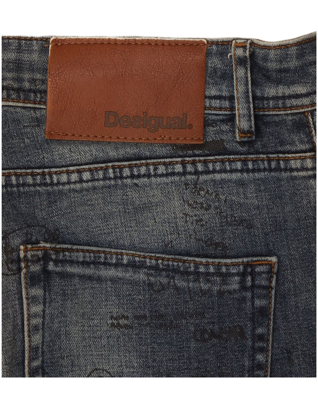 DESIGUAL Womens Graphic Slim Jeans W30 L31 Blue