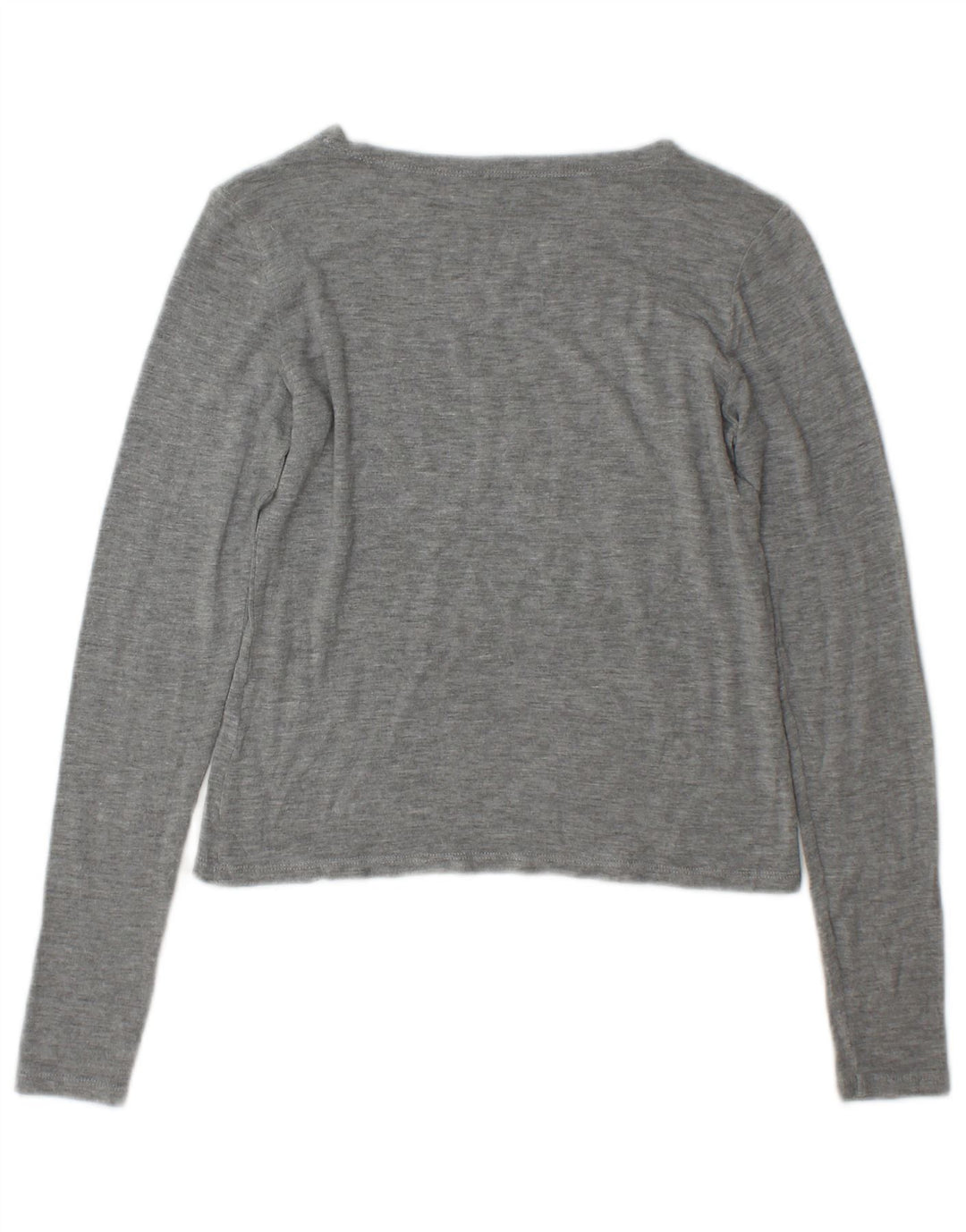 Zara Damen Crop Top Langarm UK 10 Small Grau meliert