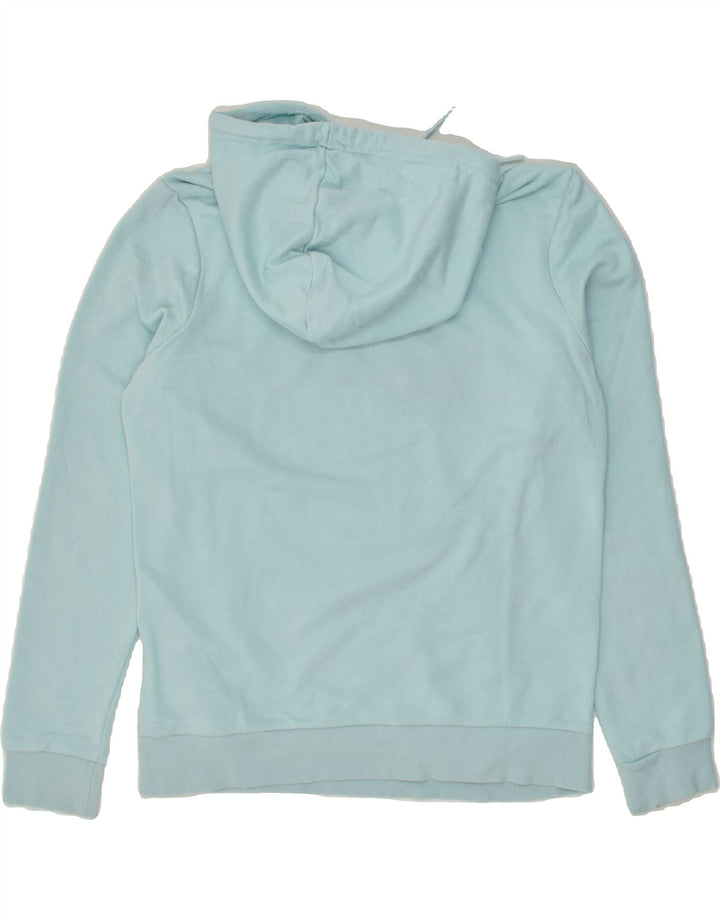 PUMA Womens Graphic Hoodie Jumper UK 14 Medium Turquoise Cotton | Vintage Puma | Thrift | Second-Hand Puma | Used Clothing | Messina Hembry 