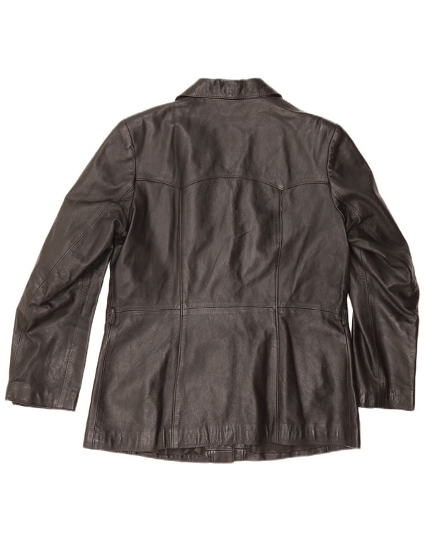 Vintage Damen Lederjacke EU 42 Großes schwarzes Leder