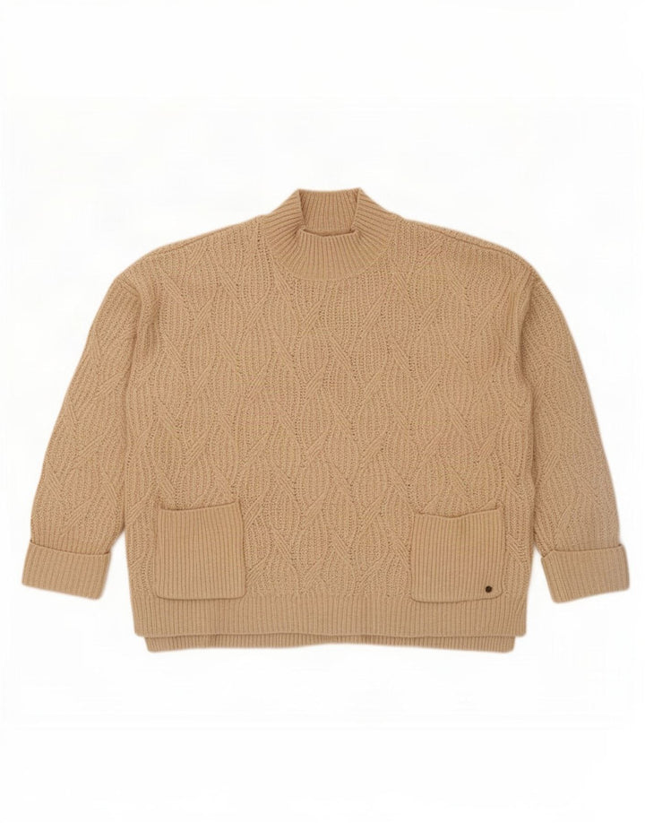 Fat Face Damen-Pullover mit Rollkragen, übergroß, Gr. 10, Größe S, Beige