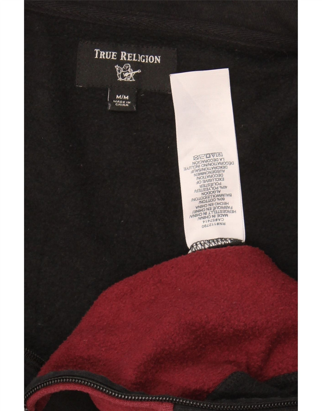 TRUE RELIGION Mens Tracksuit Top Jacket Medium Black Colourblock Cotton