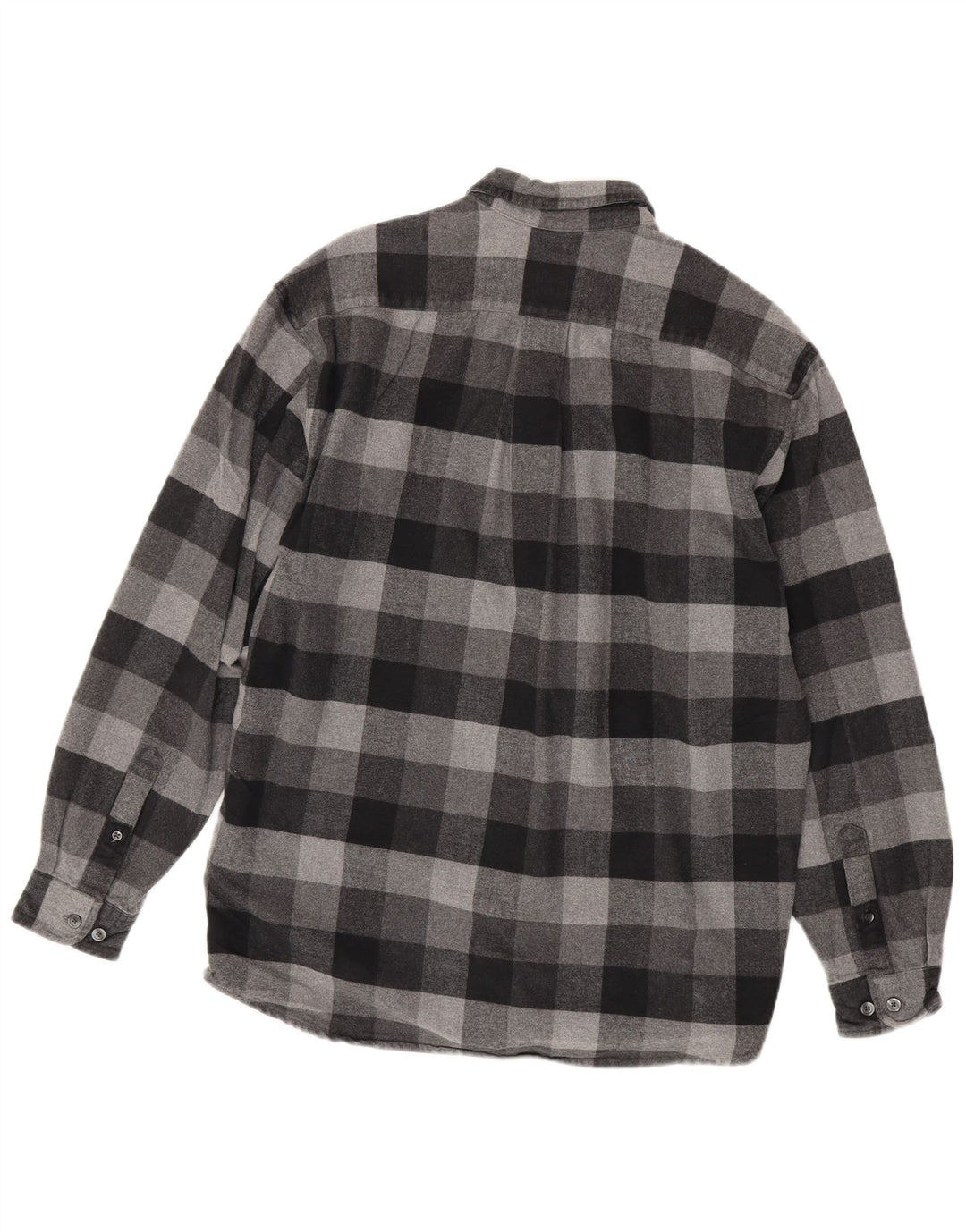 Eddie Bauer Herren-Flanellhemd aus mittelgrauer Gingham-Baumwolle
