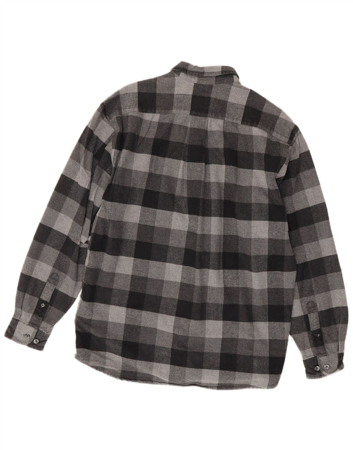 Eddie Bauer Herren-Flanellhemd aus mittelgrauer Gingham-Baumwolle