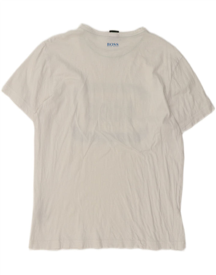 Hugo Boss Herren-T-Shirt mit normaler Passform, mittelweiße Baumwolle, mit Grafik